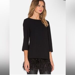 Kate Spade Ostrich Black Feather Trim Blouse